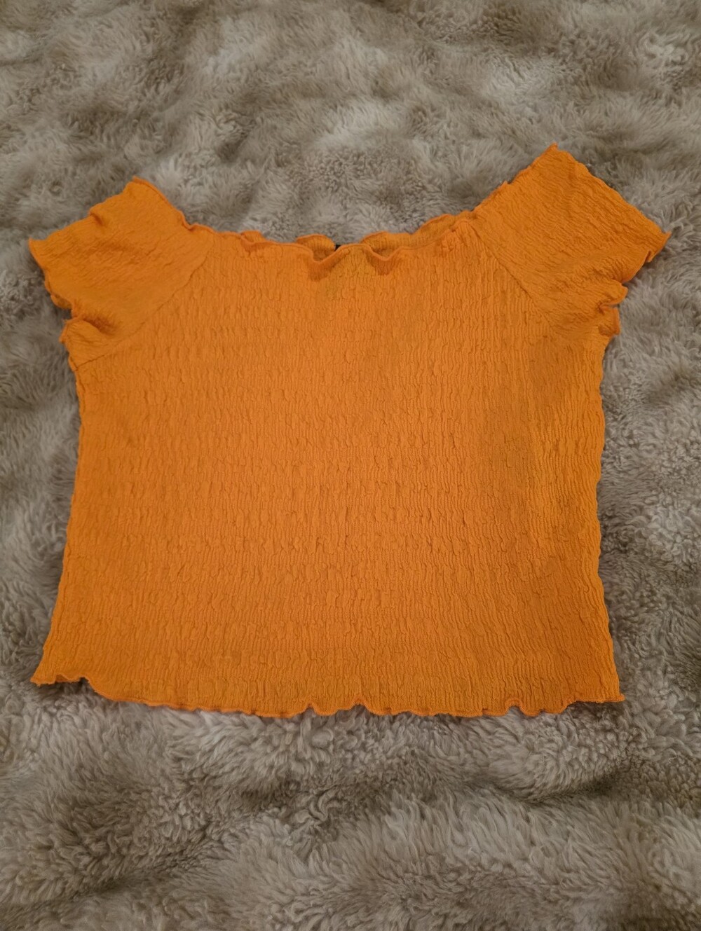 Vero Moda Bright Orange Smocked Off-Shoulder Top. Sz Med Like New